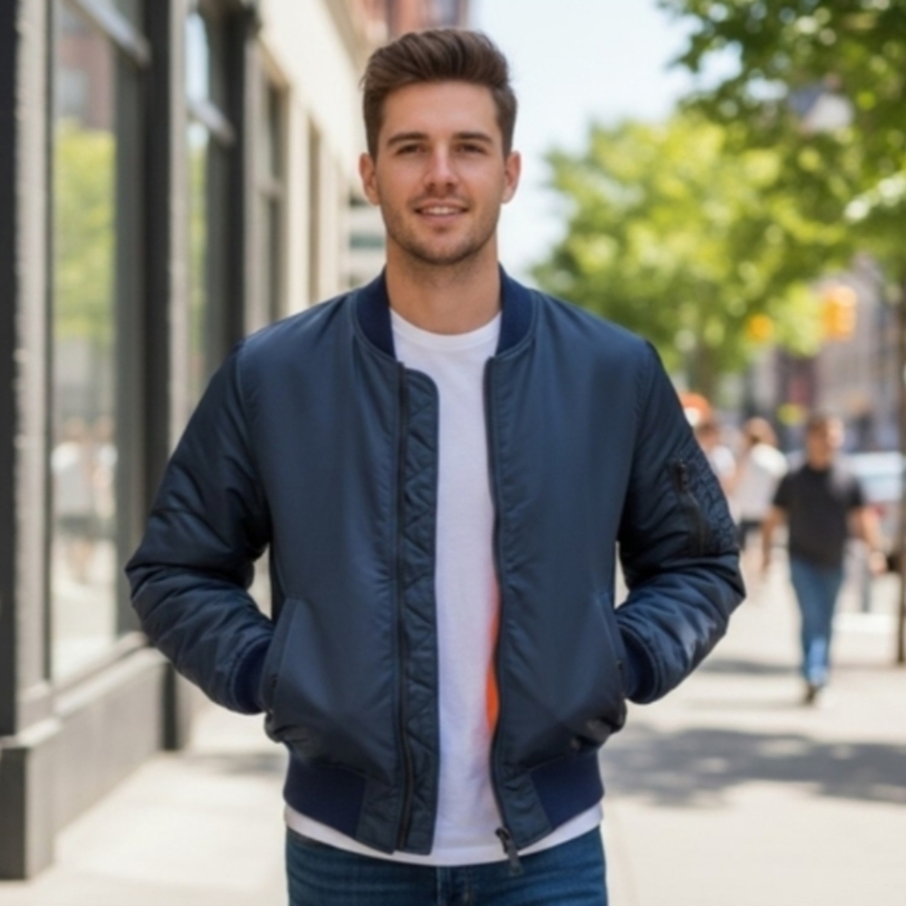 Reversible Flyer's Intermediate Ma-1 Bomber Jacket Vintage Navy/Orange
